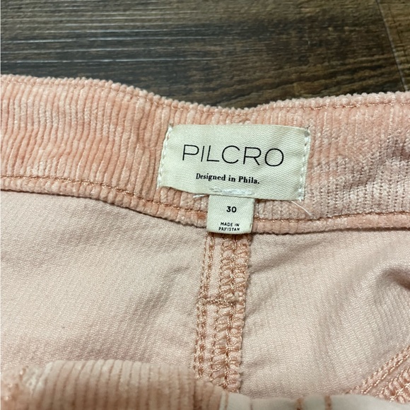 PILCRO The Scotty Cuffed High-Rise Straight-Leg Jeans Corduroy Dusty Rose Sz 30 - Picture 7 of 15